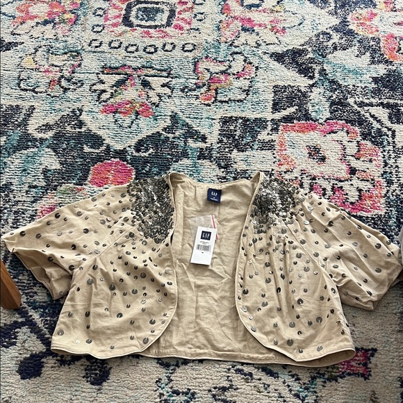 GAP Beige Sequin Embellished Bolero Y2K - Picture 1 of 2